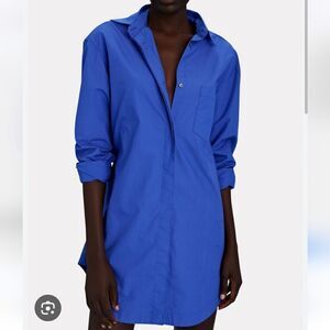 New Alix NYC Clay Poplin Shirt Dress in Cobalt Size Small